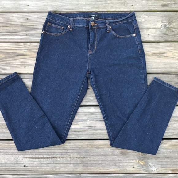 Forever 21 Women Jeans Dark Blue Stretched Jeans S - Picture 2 of 9